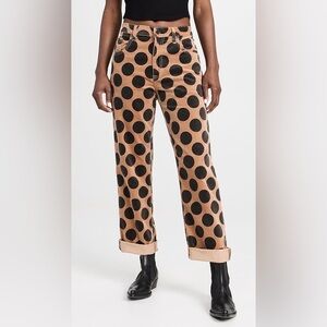 ASKK NY Beau Pants Polka Dot Brown Black Sz 29